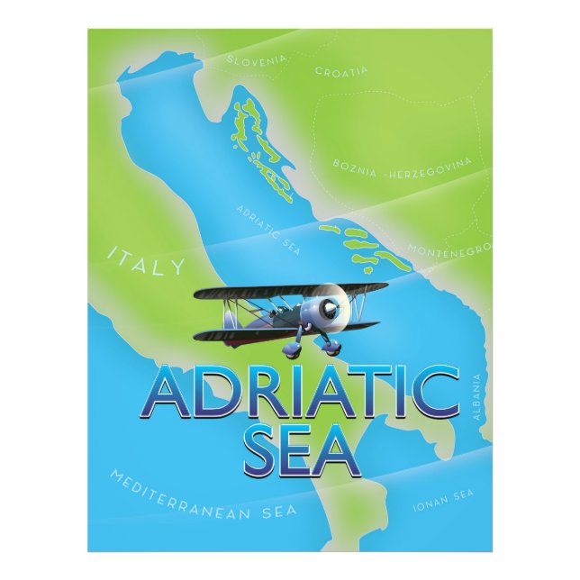 Foto Mapa de vuelo del Mar Adriático (Frente)
