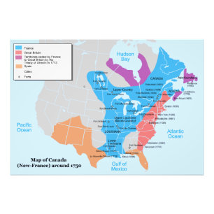 Foto Mapa del Canadá nueva Francia a partir de 1750