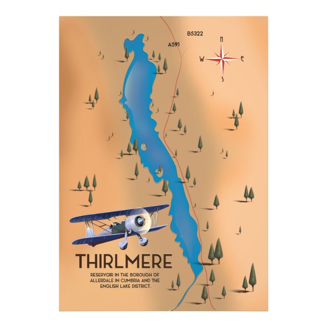 Foto Mapa del embalse de Thirlmere Distrito de los Lago (Frente)