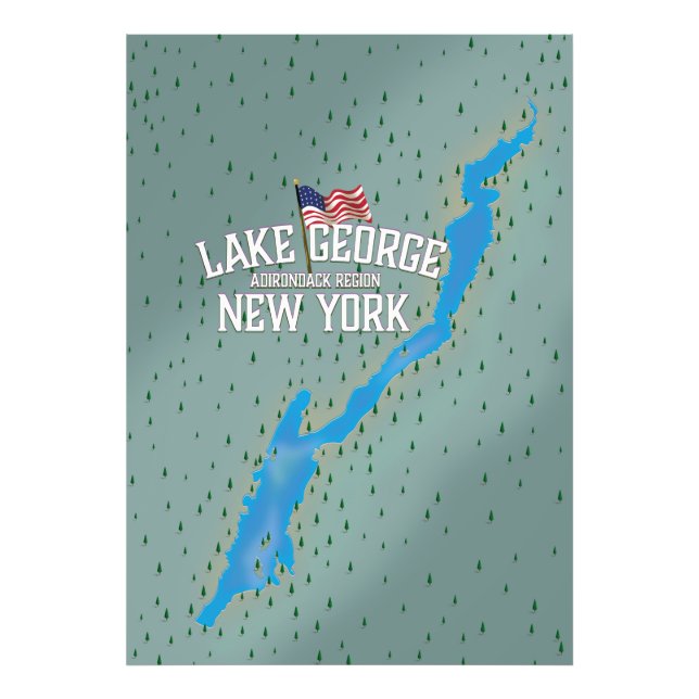Foto Mapa del lago George New York (Frente)