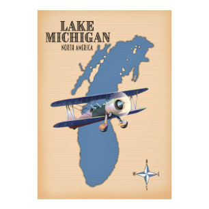 Foto Mapa del lago Michigan en Norteamérica