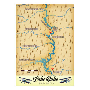 Foto Mapa del Lago Oahe Dakota del Sur