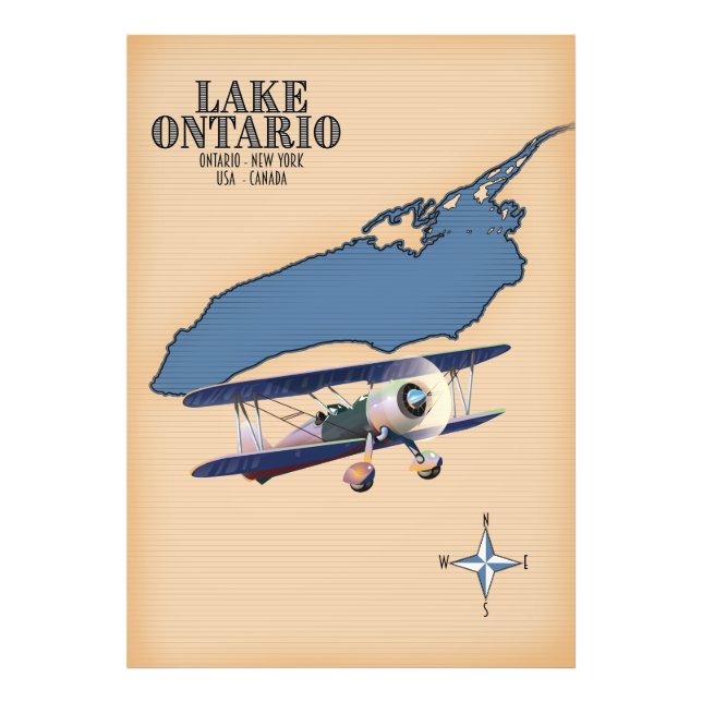 Foto Mapa del lago Ontario EE. UU. Canadá (Frente)