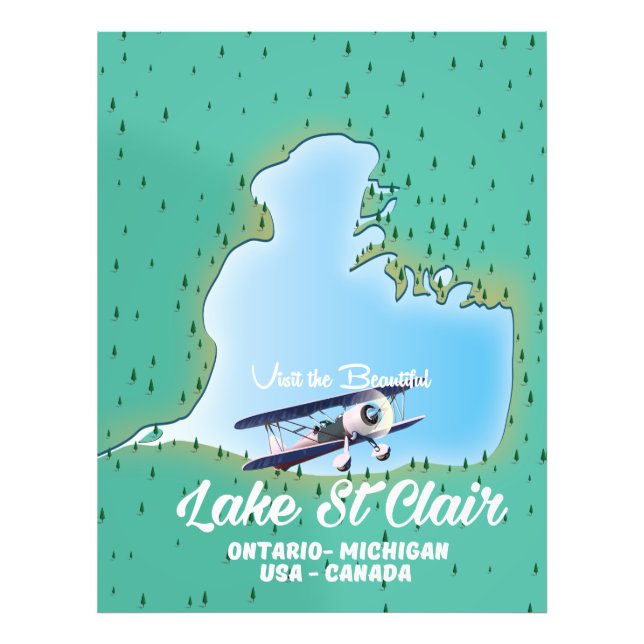 Foto mapa del lago St Clair EE. UU. Canadá (Frente)