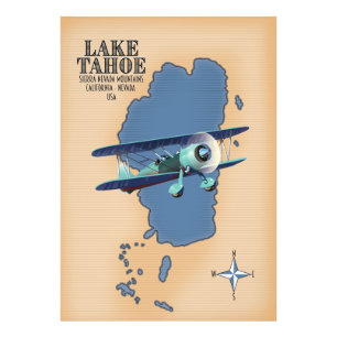 Foto Mapa del Lago Tahoe Sierra Nevada California Nevad