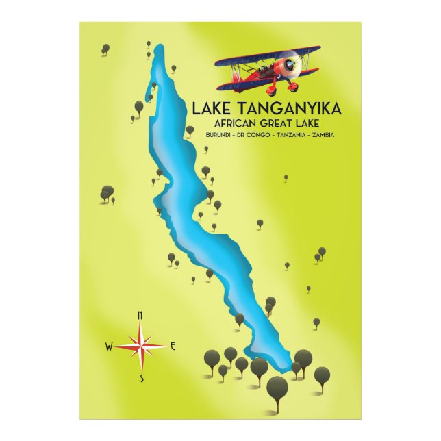 Foto Mapa del lago Tanganyika Africano (Frente)