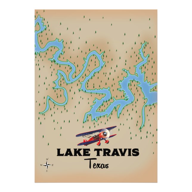 Foto Mapa del lago Travis Texas (Frente)