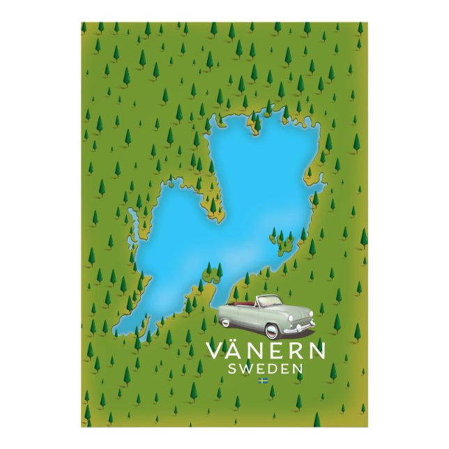 Foto Mapa del lago Vänern Suecia (Frente)