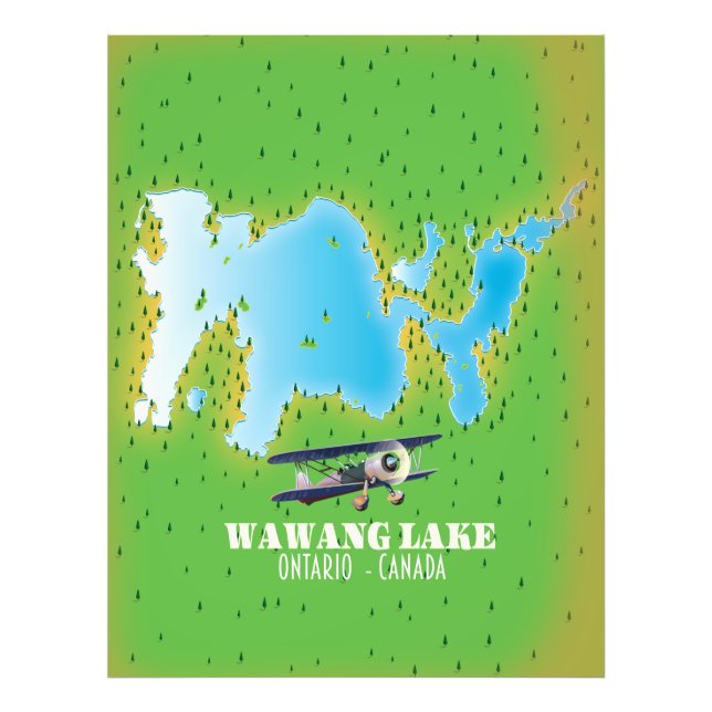 Foto Mapa del lago Wawang Ontario Canadá (Frente)