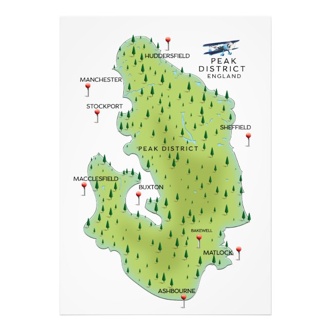 Foto Mapa del Peak District Inglaterra (Frente)