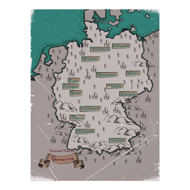 Foto Mapa ilustrado antiguo de Alemania (Frente)