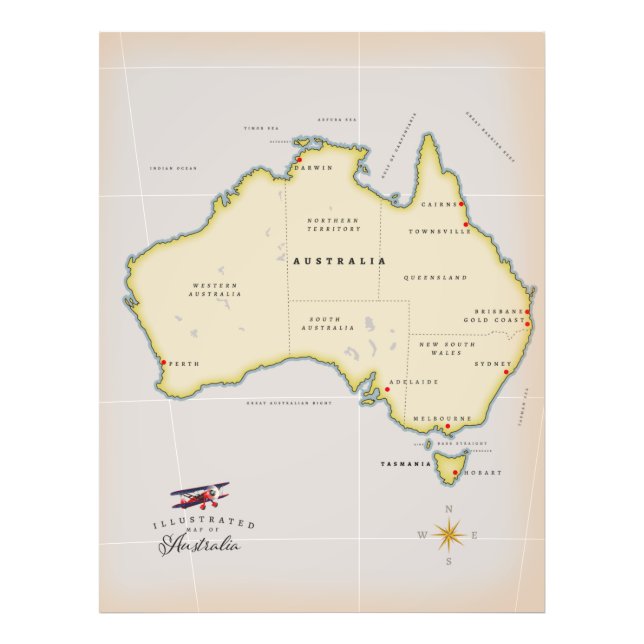 Foto Mapa ilustrado de Australia (Frente)