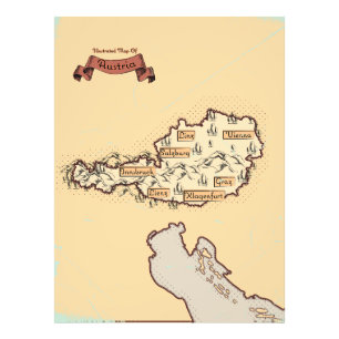 Foto Mapa ilustrado de Austria Vintage