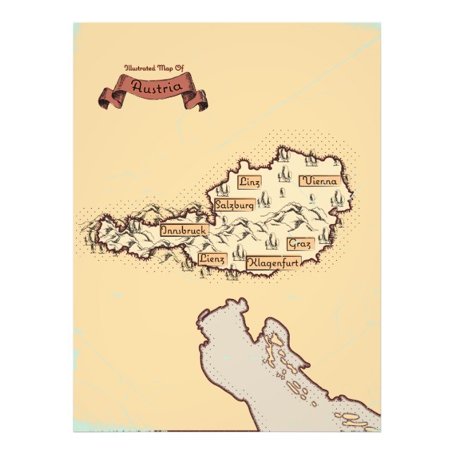 Foto Mapa ilustrado de Austria Vintage (Frente)