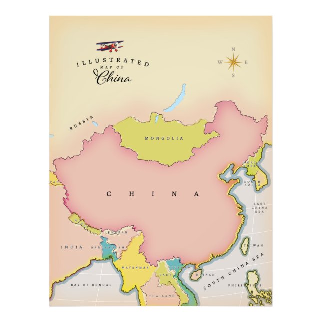 Foto Mapa ilustrado de china (Frente)
