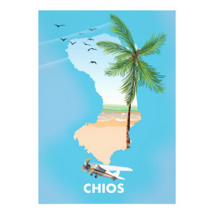 Foto Mapa ilustrado de Chios Grecia.