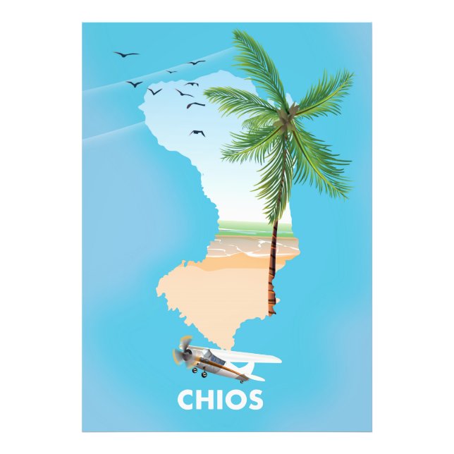Foto Mapa ilustrado de Chios Grecia. (Frente)