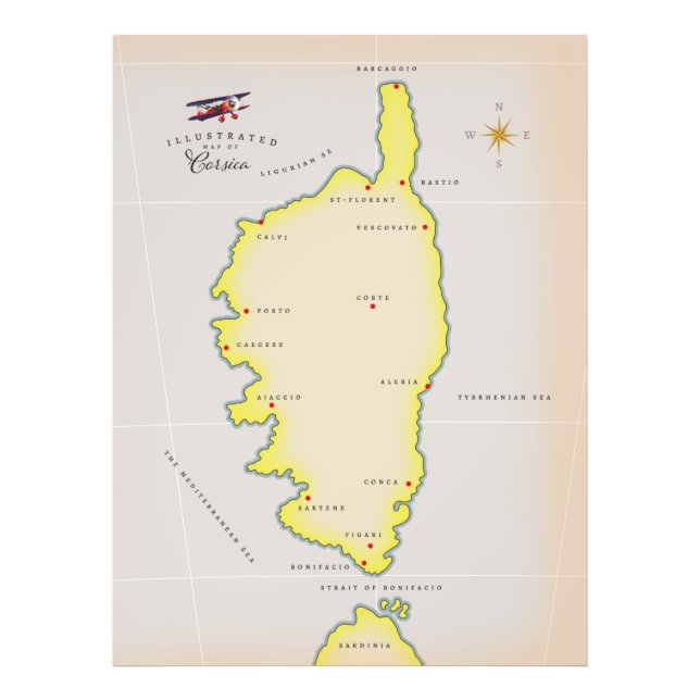 Foto Mapa ilustrado de Córcega (Frente)