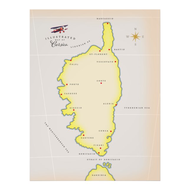 Foto Mapa ilustrado de Córcega (Frente)