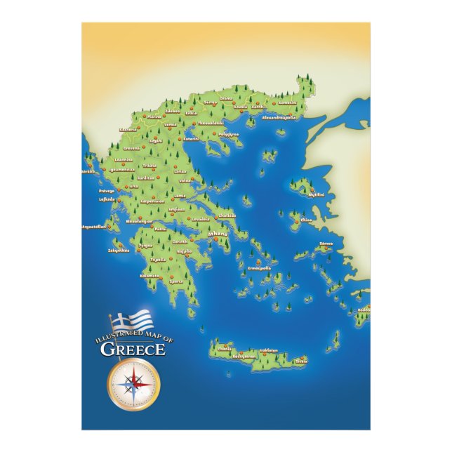 Foto Mapa Ilustrado De Grecia. (Frente)
