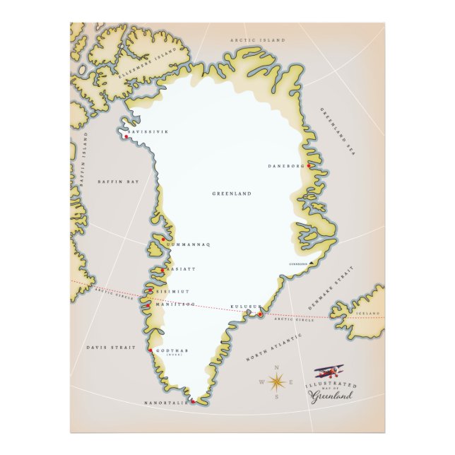 Foto Mapa ilustrado de Groenlandia (Frente)