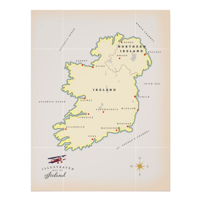 Foto Mapa ilustrado de Irlanda (Frente)