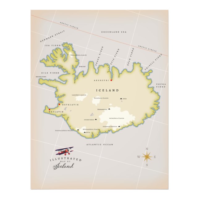Foto Mapa ilustrado de Islandia (Frente)