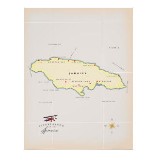 Foto Mapa ilustrado de Jamaica.