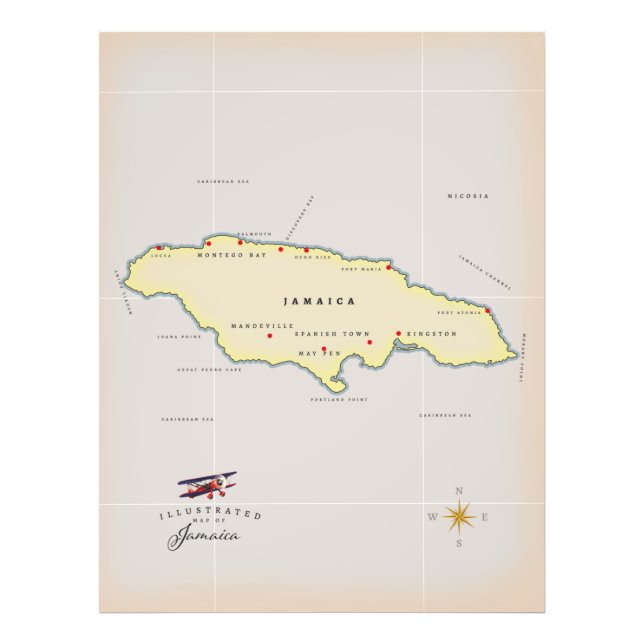 Foto Mapa ilustrado de Jamaica. (Frente)