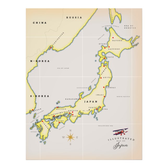 Foto Mapa ilustrado de Japón (Frente)