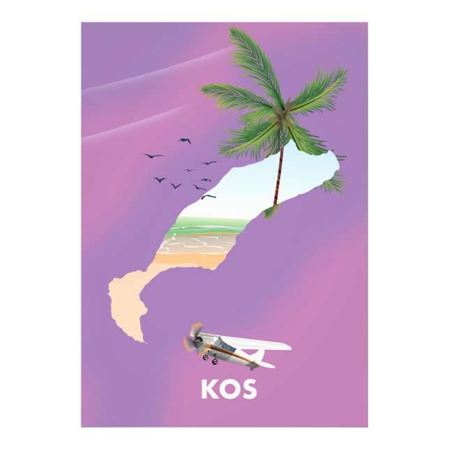 Foto Mapa ilustrado de Kos Greece. (Frente)