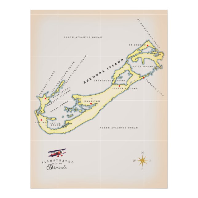 Foto Mapa ilustrado de las Bermudas (Frente)