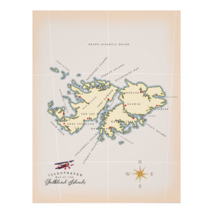 Foto Mapa ilustrado de las Islas Falkland.