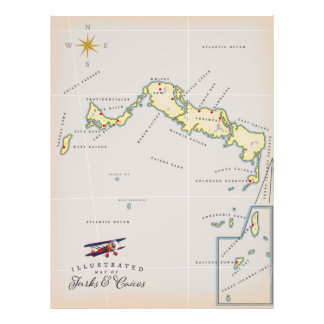 Foto Mapa ilustrado de las Islas Turcas y Caicos