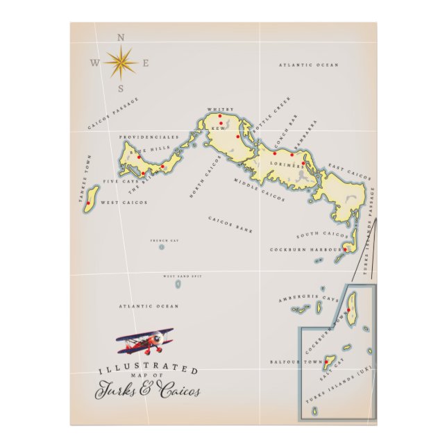 Foto Mapa ilustrado de las Islas Turcas y Caicos (Frente)