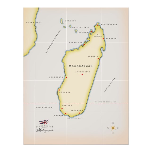 Foto Mapa ilustrado de Madagascar (Frente)