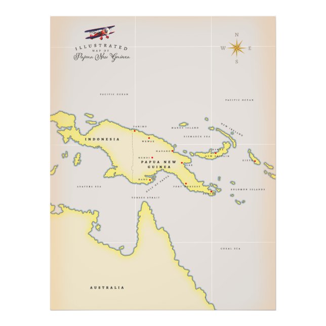 Foto Mapa ilustrado de Papúa Nueva Guinea (Frente)