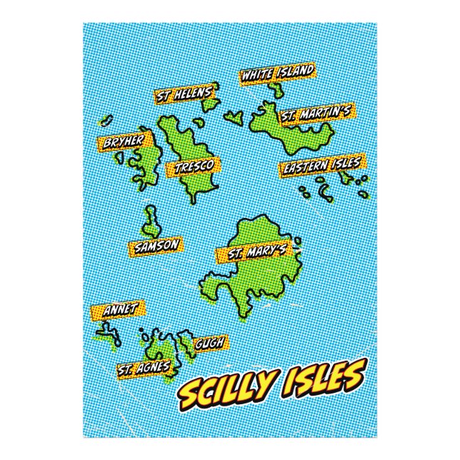 Foto Mapa ilustrado de Pop Art de las Islas Scilly (Frente)