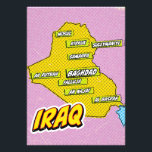 Foto Mapa ilustrado de Pop Art en Irak<br><div class="desc">Este mapa visualmente impactante de Irak es una fusión de geografía y arte pop. Colores audaces,  imágenes icónicas y tipografía lúdica se unen para crear una pieza única y cautivadora.</div>