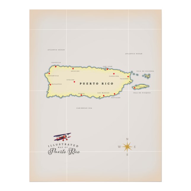 Foto Mapa ilustrado de Puerto Rico. (Frente)