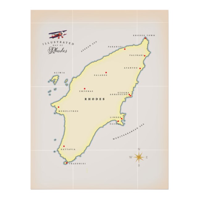 Foto Mapa ilustrado de Rodas. (Frente)