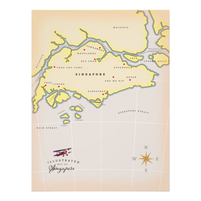 Foto Mapa ilustrado de Singapur (Frente)