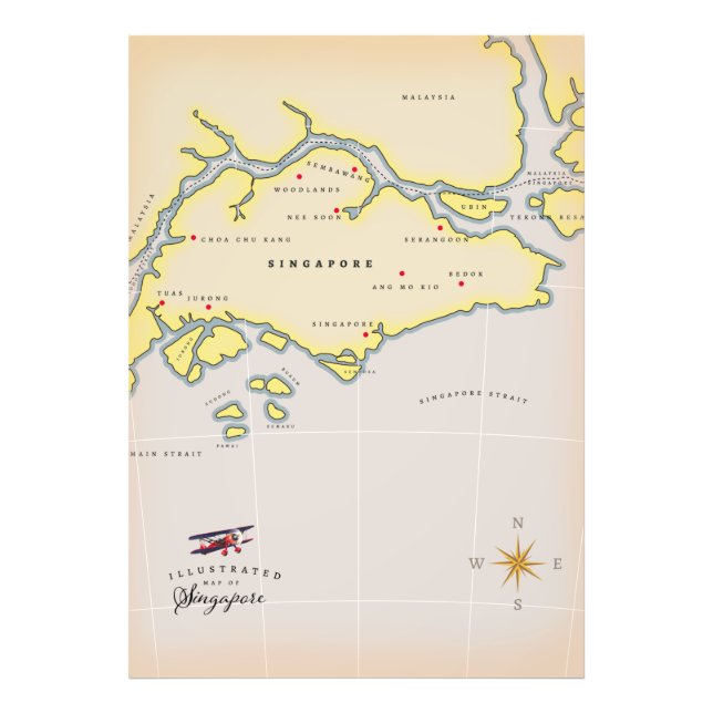 Foto Mapa ilustrado de Singapur (Frente)