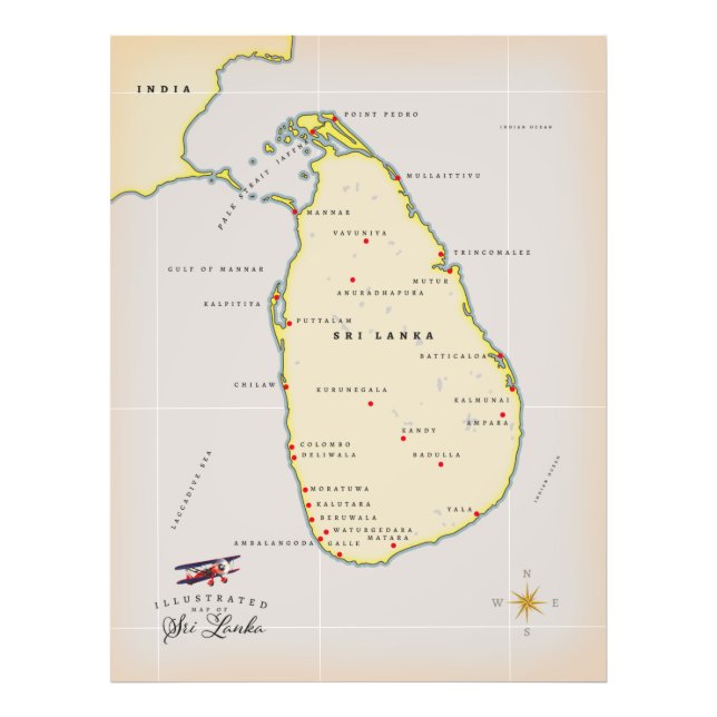 Foto Mapa ilustrado de Sri Lanka (Frente)