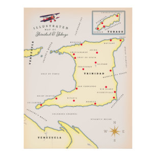 Foto Mapa ilustrado de Trinidad y Tobago