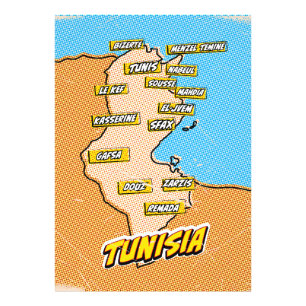 Foto Mapa ilustrado de Túnez de Pop Art
