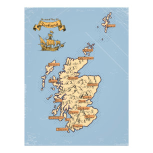 Foto Mapa ilustrado de viajes de Escocia