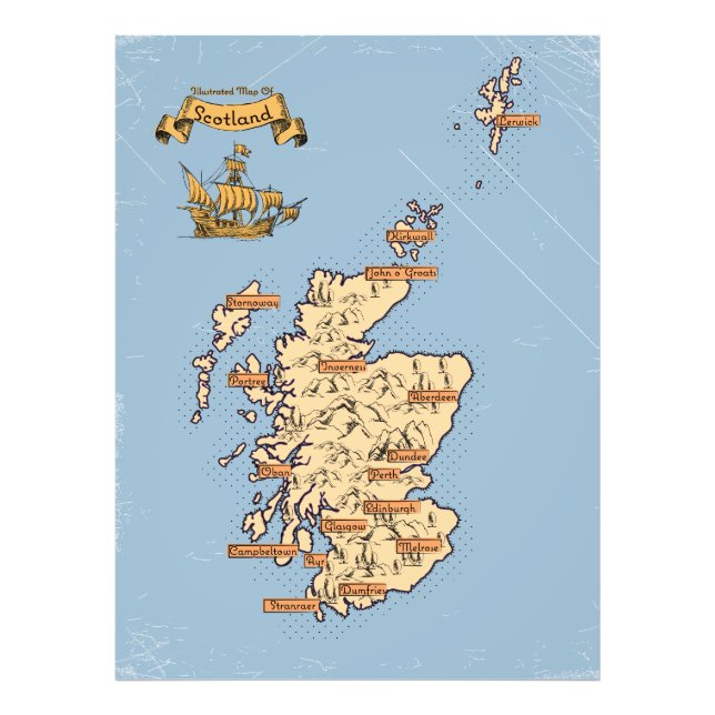 Foto Mapa ilustrado de viajes de Escocia (Frente)