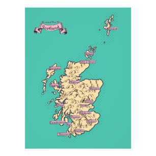 Foto Mapa ilustrado de viajes de Escocia (versión Verde