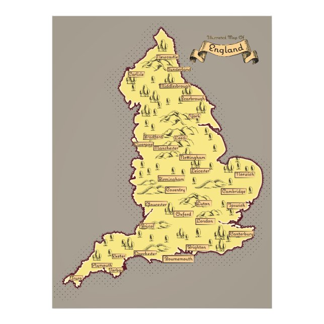 Foto Mapa ilustrado de viajes de Inglaterra (Frente)